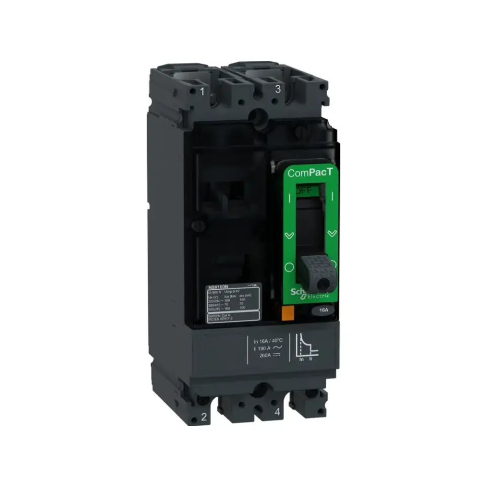 Schneider Electric C10S2TM016, ComPact NSX DC, 16 Amper, 2 Kutuplu, 100 kA, Kompakt Şalter, NSX100S, TM16D