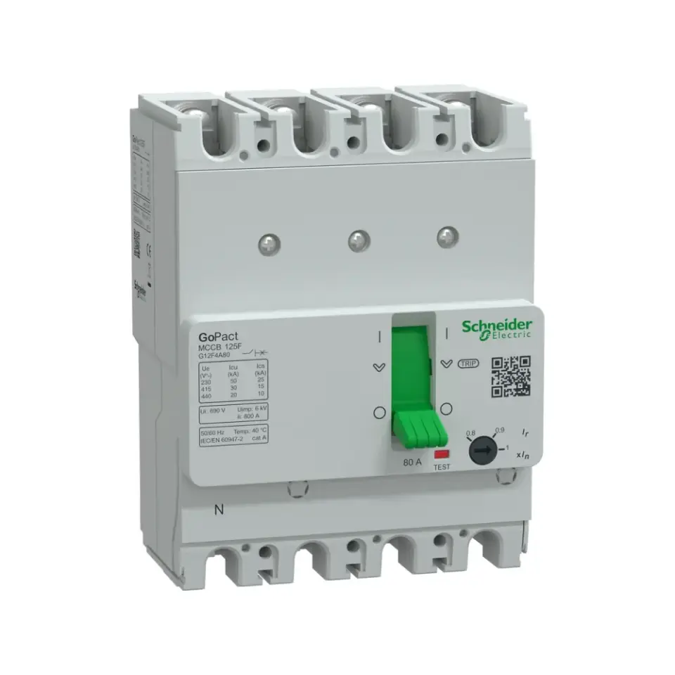 Schneider Electric G12F4A80, GoPact, 64-80 Amper, 4 Kutuplu, 30 kA, Kompakt Şalter, G125F, TM80D