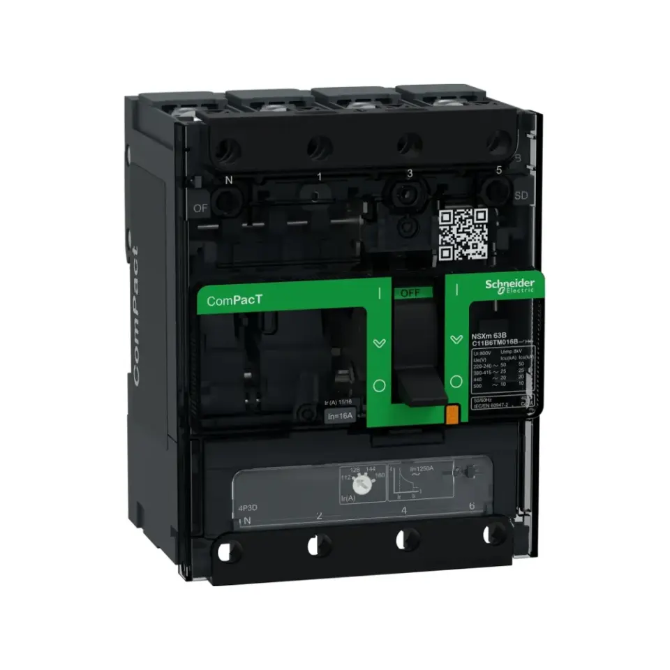 Schneider Electric C11B6TM016B, ComPact NSXm, 12-16 Amper, 4 Kutuplu, 25 kA, Kompakt Şalter, NSXm63B, TM16D