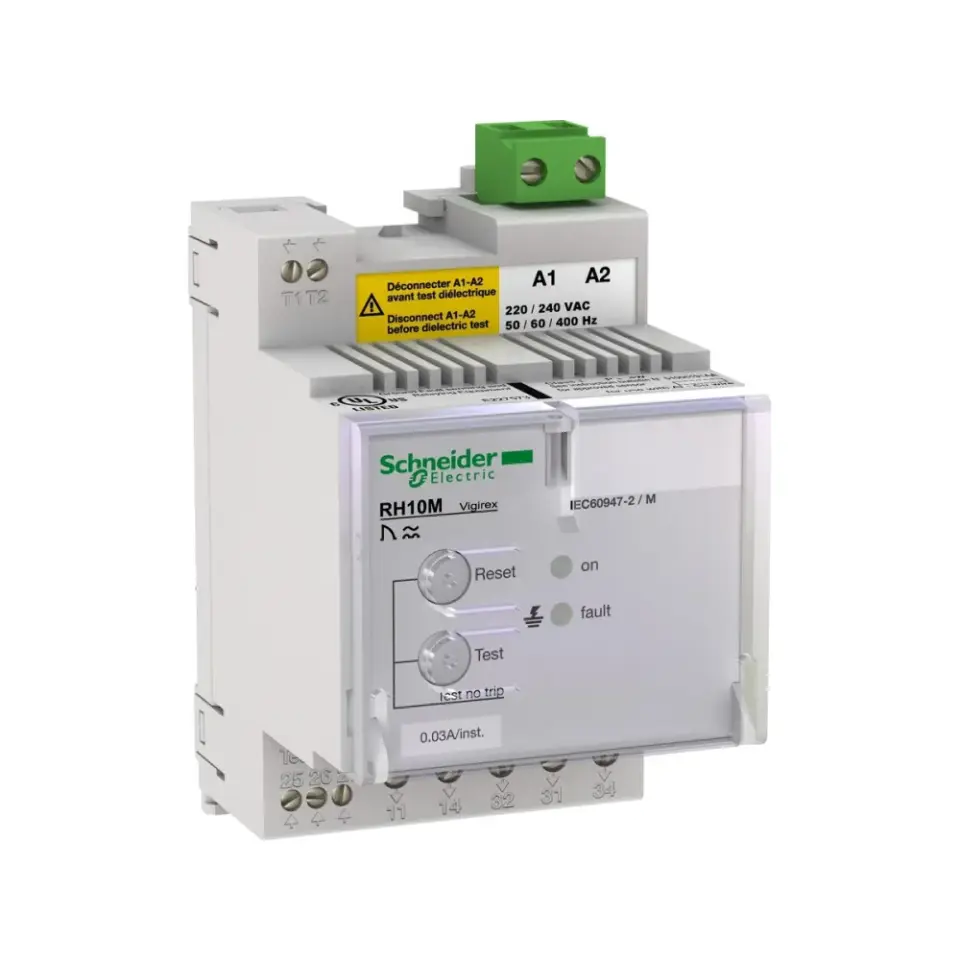 Schneider Electric 56130, VigiRex, RH10M 30mA Kaçak Akım Algılama Rölesi, Gecikmesiz, 220-240 V AC