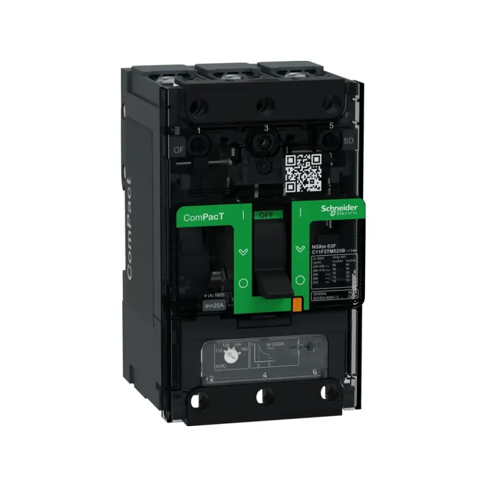 Schneider Electric C11F3TM025B, ComPact NSXm, 18-25 Amper, 3 Kutuplu, 36 kA, Kompakt Şalter, NSXm63F, TM25D