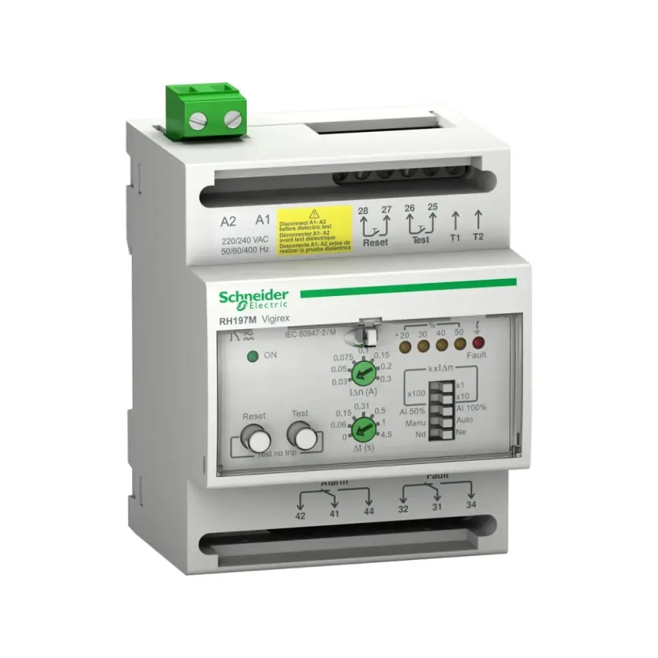 Schneider Electric 56517, VigiRex, RH197M 30mA-30A Kaçak Akım Algılama Rölesi, Gecikme Ayarlı, 220-240 V AC