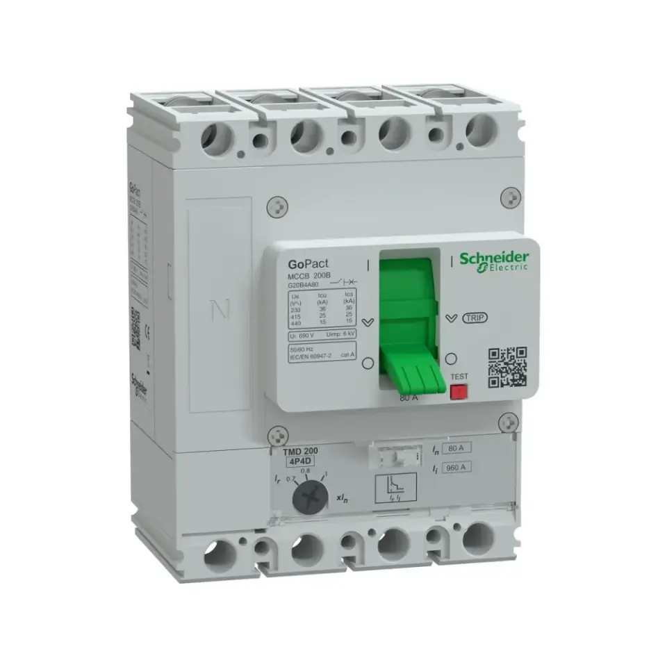 Schneider Electric G20B4A80, GoPact, 56-80 Amper, 4 Kutuplu, 25 kA, Kompakt Şalter, G200B, TM80D