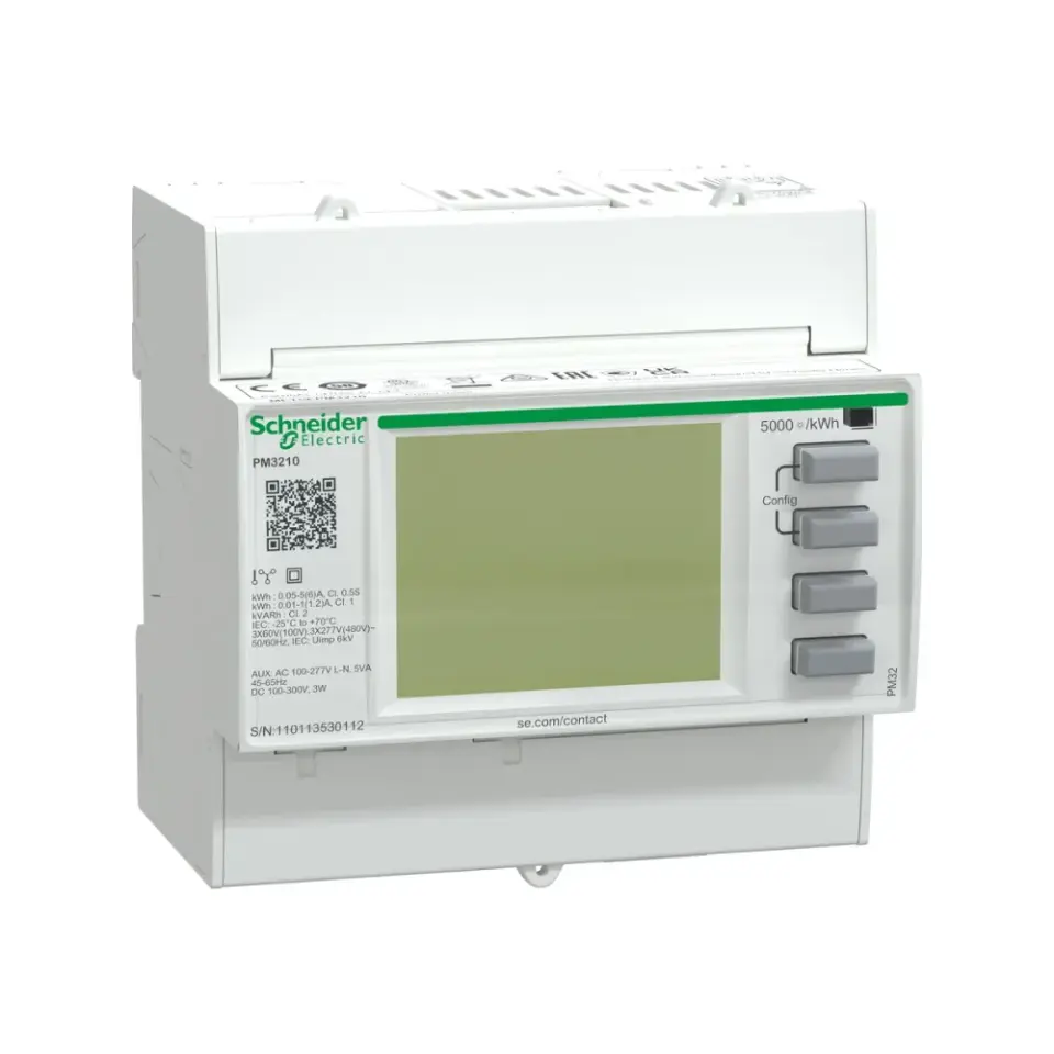Schneider Electric METSEPM3210, PowerLogic PM3000, Enerji Analizörü, Darbe Çıkışlı, DIN Ray Tipi