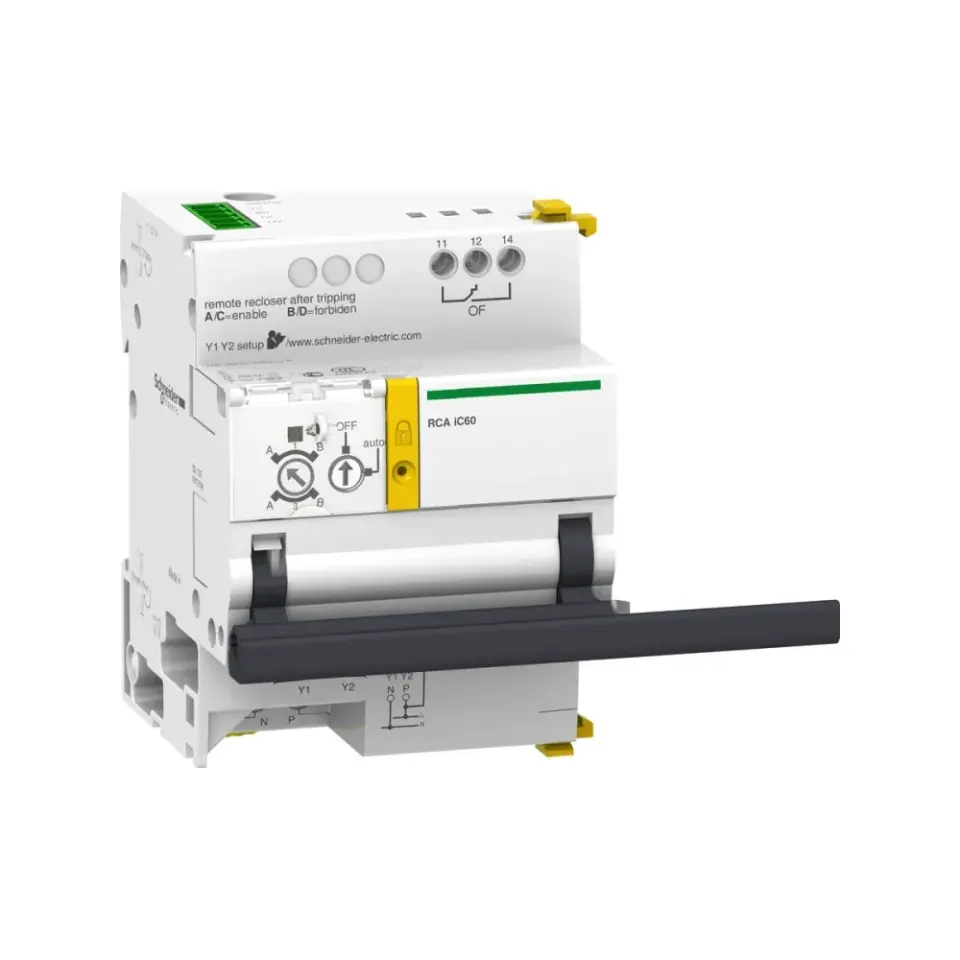 Schneider Electric A9C70124, Acti 9 RCA, iC60 için Uzaktan Kapama Modülü, Dahili RCA Ti24 Haberleşme Modülü, 3P/4P