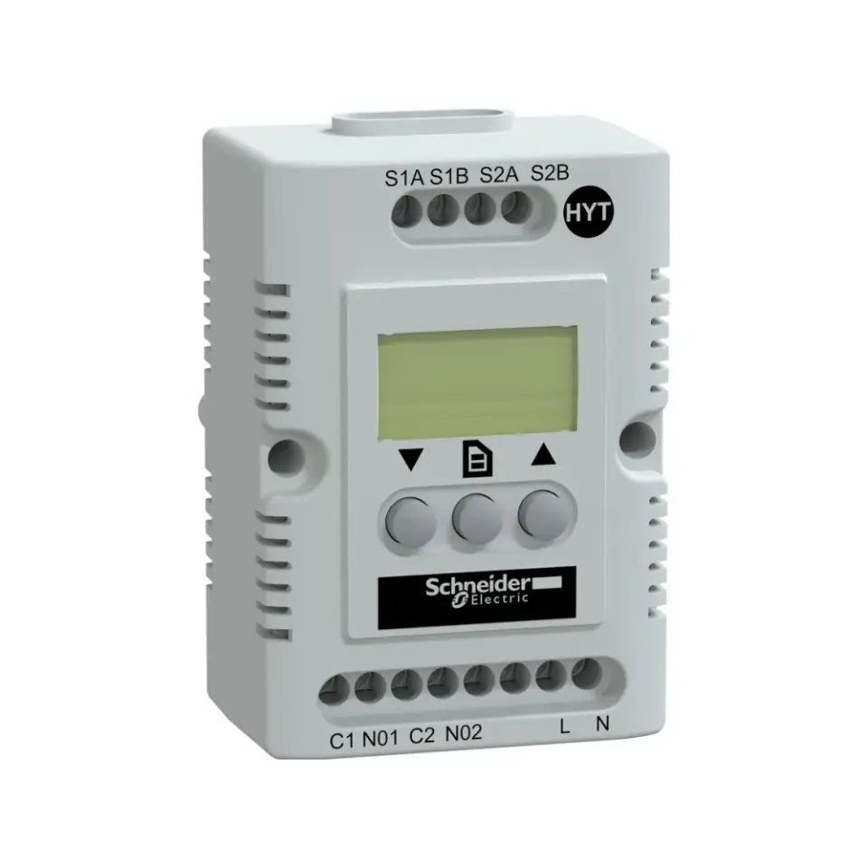 Schneider Electric NSYCCOHYT230VID, ClimaSys, Elektronik Pano Nem ve Sıcaklık Ölçer(Higroterm), Nem %20-%80, Sıcaklık -40...+80°C, 200-240 Volt AC