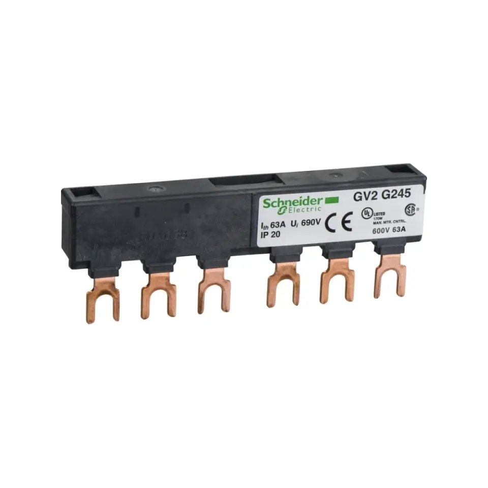 Schneider Electric GV2G245, TeSys Deca, 2 Adet GV2 için Besleme Barası, 63 Amper, 45 mm