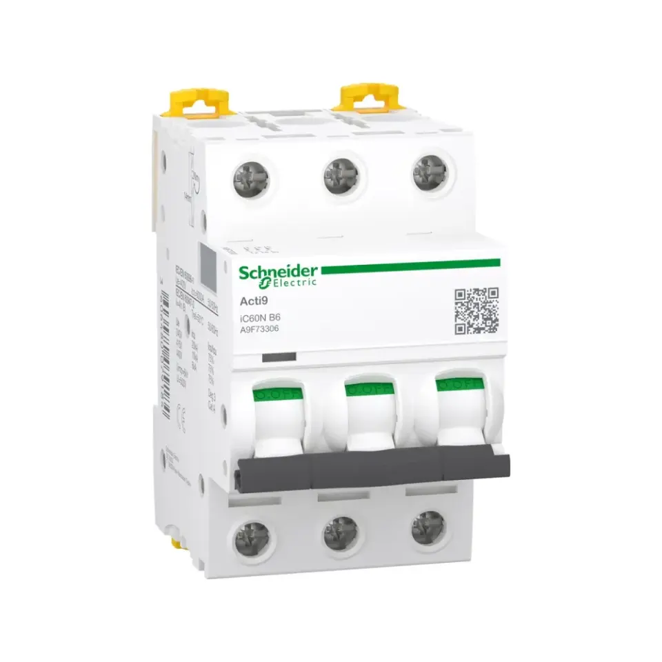 Schneider Electric A9F73306, Acti 9 iC60N, 6 Amper, 3 Kutuplu, B Tipi, Otomatik Sigorta, 6 kA, 3x6B