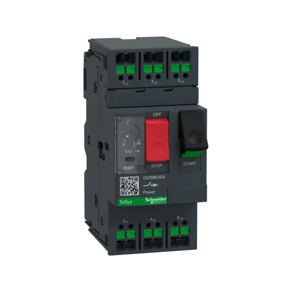 Schneider Electric GV2ME05A, TeSys Deca, 0.63-1 Amper, 0.25 kW, Snap-in Bağlantılı Motor Koruma Şalteri, 100 kA