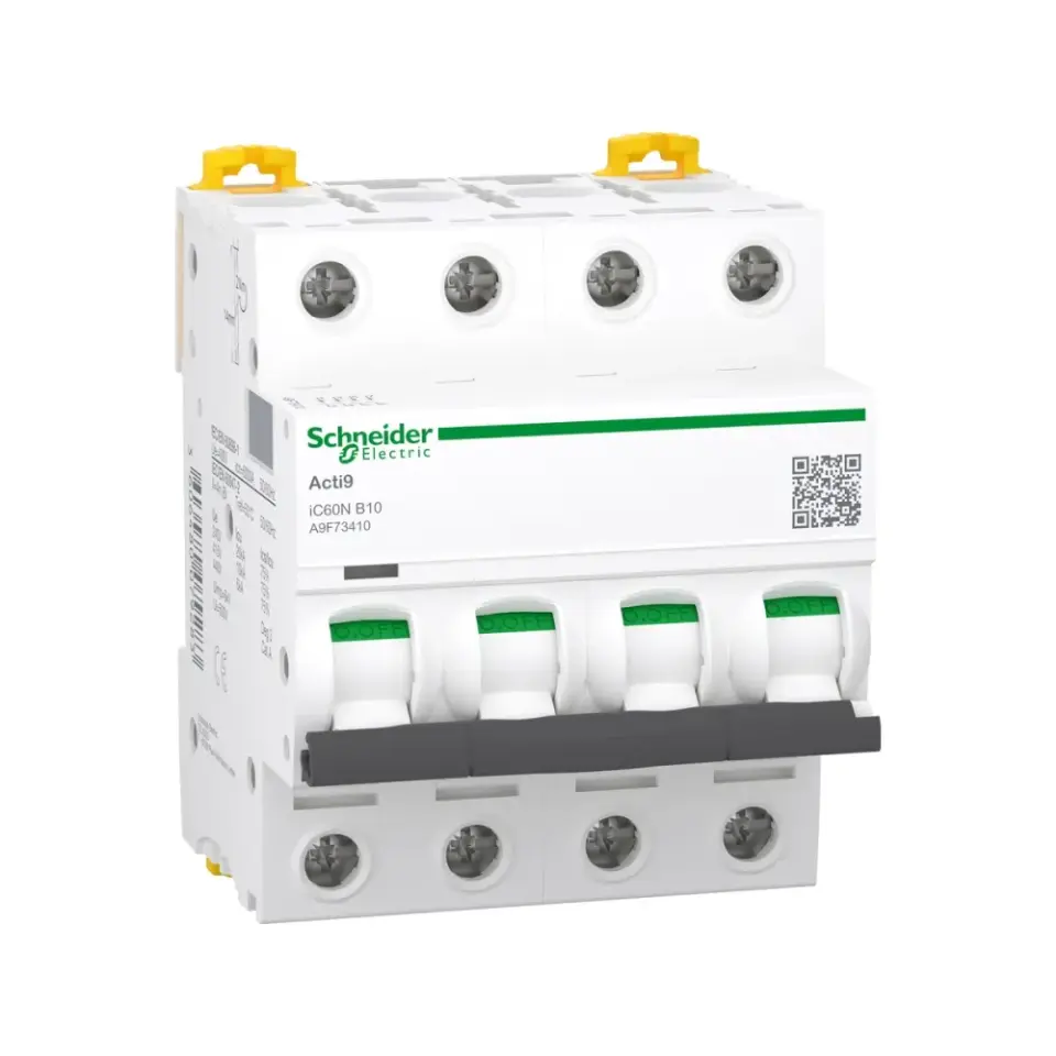 Schneider Electric A9F73410, Acti 9 iC60N, 10 Amper, 4 Kutuplu, B Tipi, Otomatik Sigorta, 6 kA, 4x10B