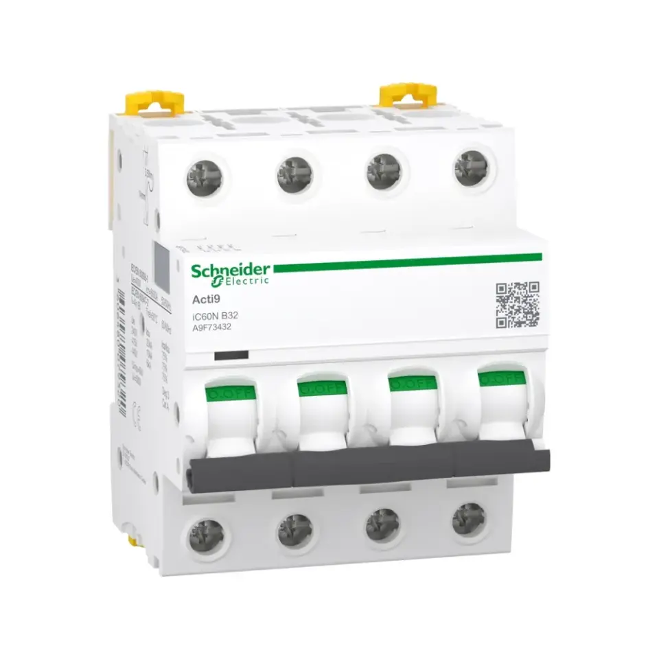 Schneider Electric A9F73432, Acti 9 iC60N, 32 Amper, 4 Kutuplu, B Tipi, Otomatik Sigorta, 6 kA, 4x32B