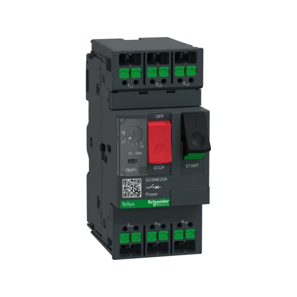Schneider Electric GV2ME20A, TeSys Deca, 13-18 Amper, 7.5 kW, Snap-in Bağlantılı Motor Koruma Şalteri, 15 kA