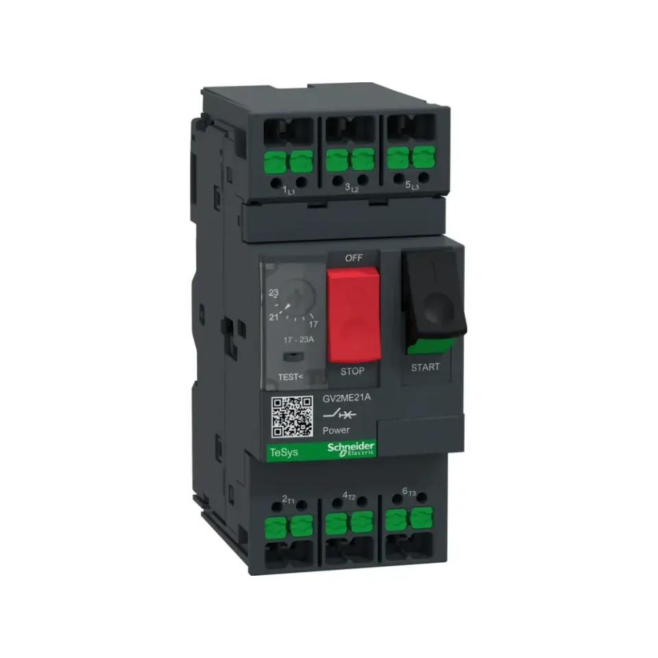 Schneider Electric GV2ME21A, TeSys Deca, 17-23 Amper, 9 kW, Snap-in Bağlantılı Motor Koruma Şalteri, 15 kA