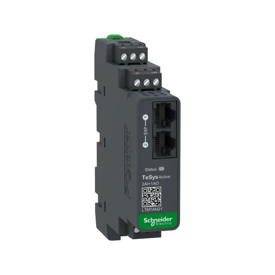 Schneider Electric LTMTAN21, TeSys Tera, Akıllı Motor Yönetim Sistemi Analog Genişleme Modülü, 2 Analog Giriş ve 1 Analog Çıkış, 4–20 mA