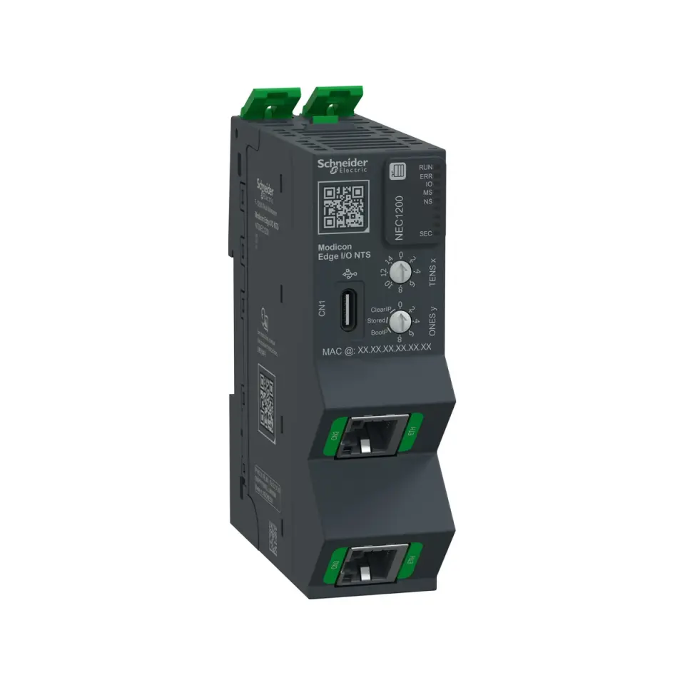 Schneider NTSNEC1200K, Modicon Edge I/O NTS, EtherNet/IP ve Modbus TCP Uzak I/O Ağ Arayüz Modülü, 100 Mbps
