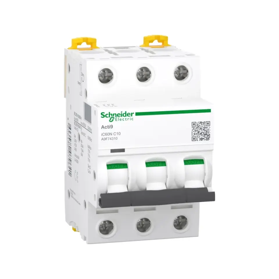 Schneider Electric A9F74310, Acti 9 iC60N, 10 Amper, 3 Kutuplu, C Tipi, Otomatik Sigorta, 6 kA, 3x10C