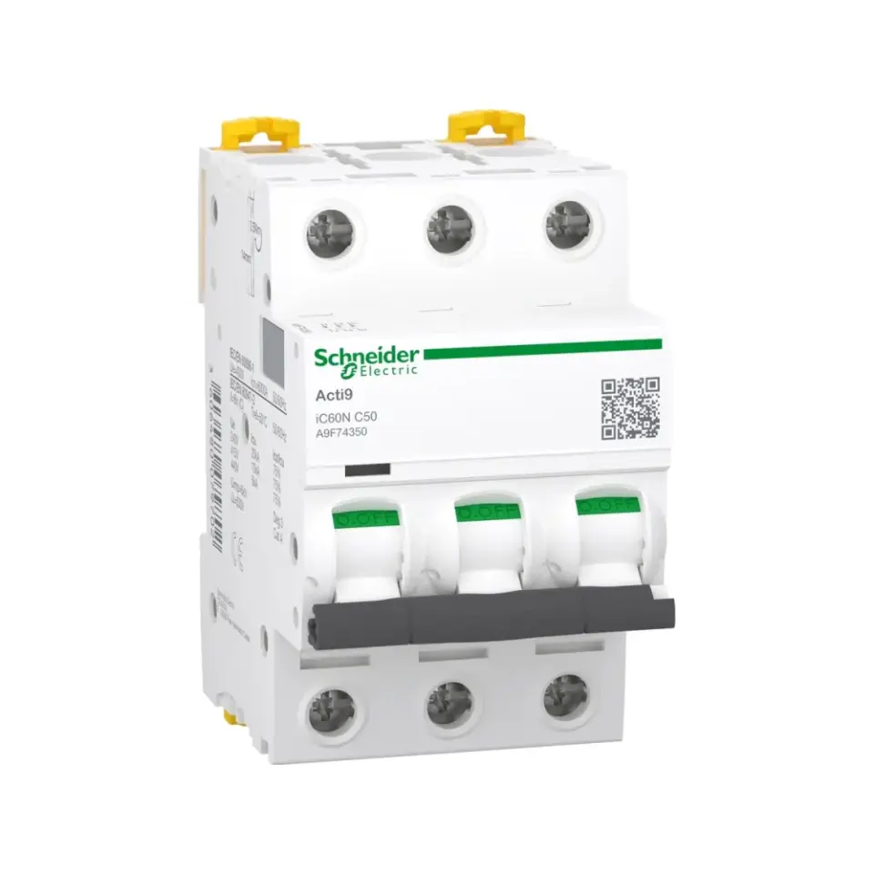 Schneider Electric A9F74350, Acti 9 iC60N, 50 Amper, 3 Kutuplu, C Tipi, Otomatik Sigorta, 6 kA, 3x50C