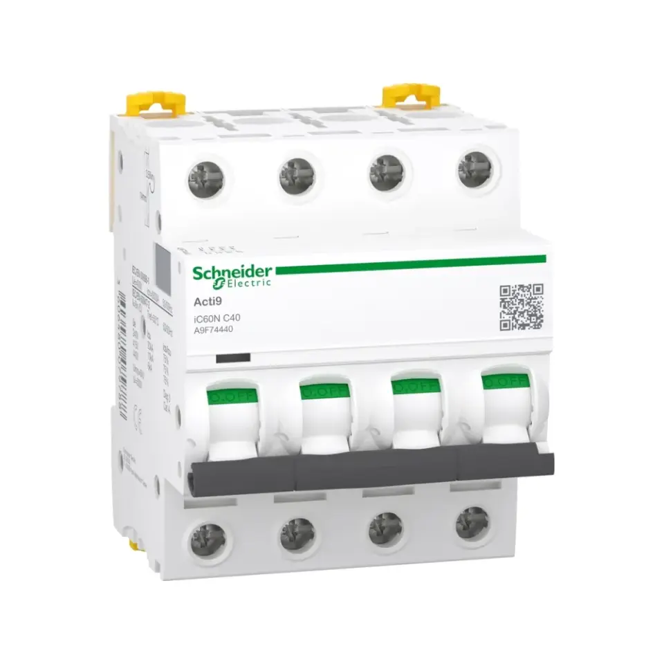 Schneider Electric A9F74440, Acti 9 iC60N, 40 Amper, 4 Kutuplu, C Tipi, Otomatik Sigorta, 6 kA, 4x40C