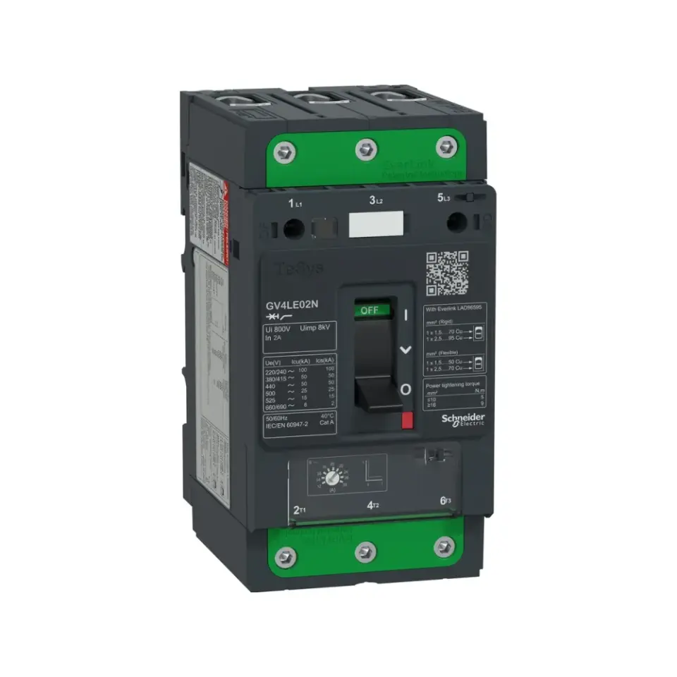 Schneider Electric GV4LE02N, TeSys Deca, 2 Amper, 0.25-0.75 kW, Motor Koruma Şalteri, 50 kA
