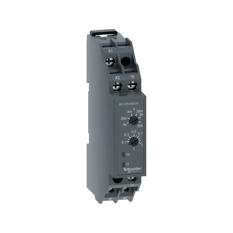 Schneider Electric RE10RAMUN, Harmony RE10, Çekmede Gecikmeli, 0.1sn-30sa, Zaman Rölesi, 1 K/A Röle Çıkışlı, 24 Volt AC/DC veya 240 Volt AC