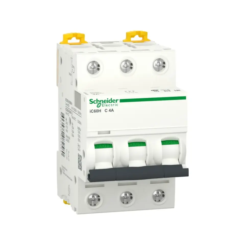 Schneider Electric A9F84304, Acti 9 iC60H, 4 Amper, 3 Kutuplu, C Tipi, Otomatik Sigorta, 10 kA, 3x4C