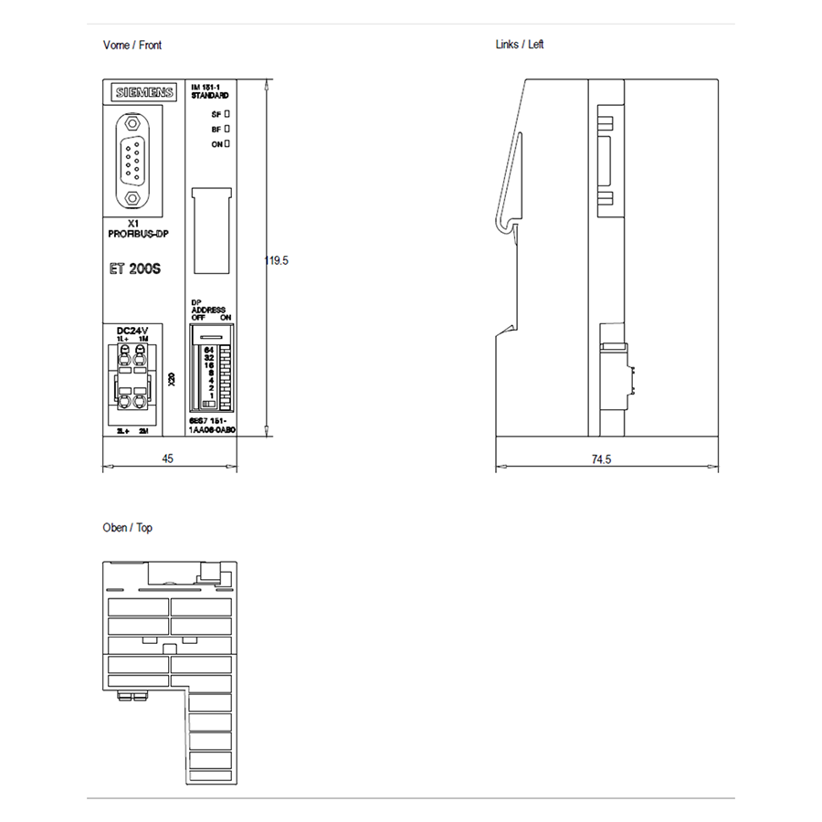 Siemens 6ES7151-1AA06-0AB0 SIMATIC DP  IM 151-1 ET 200S