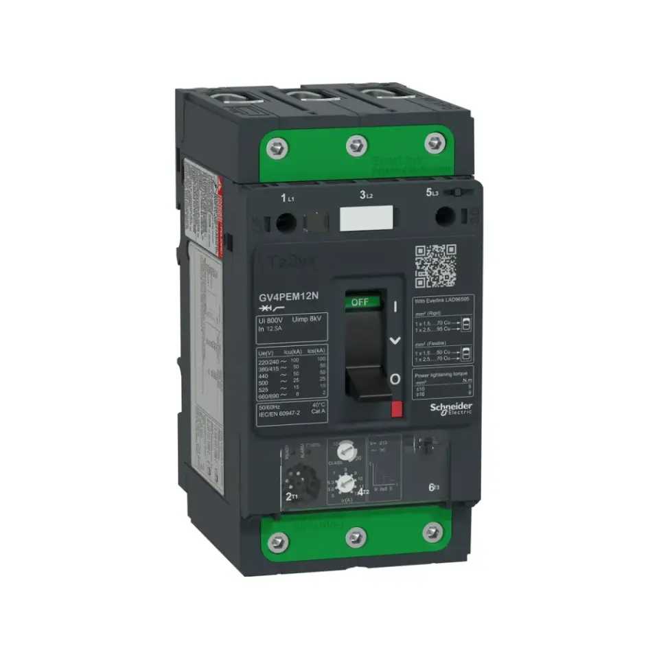 Schneider Electric GV4PEM12N, TeSys Deca, 5-12.5 Amper, 3-5.5 kW, Motor Koruma Şalteri, 50 kA